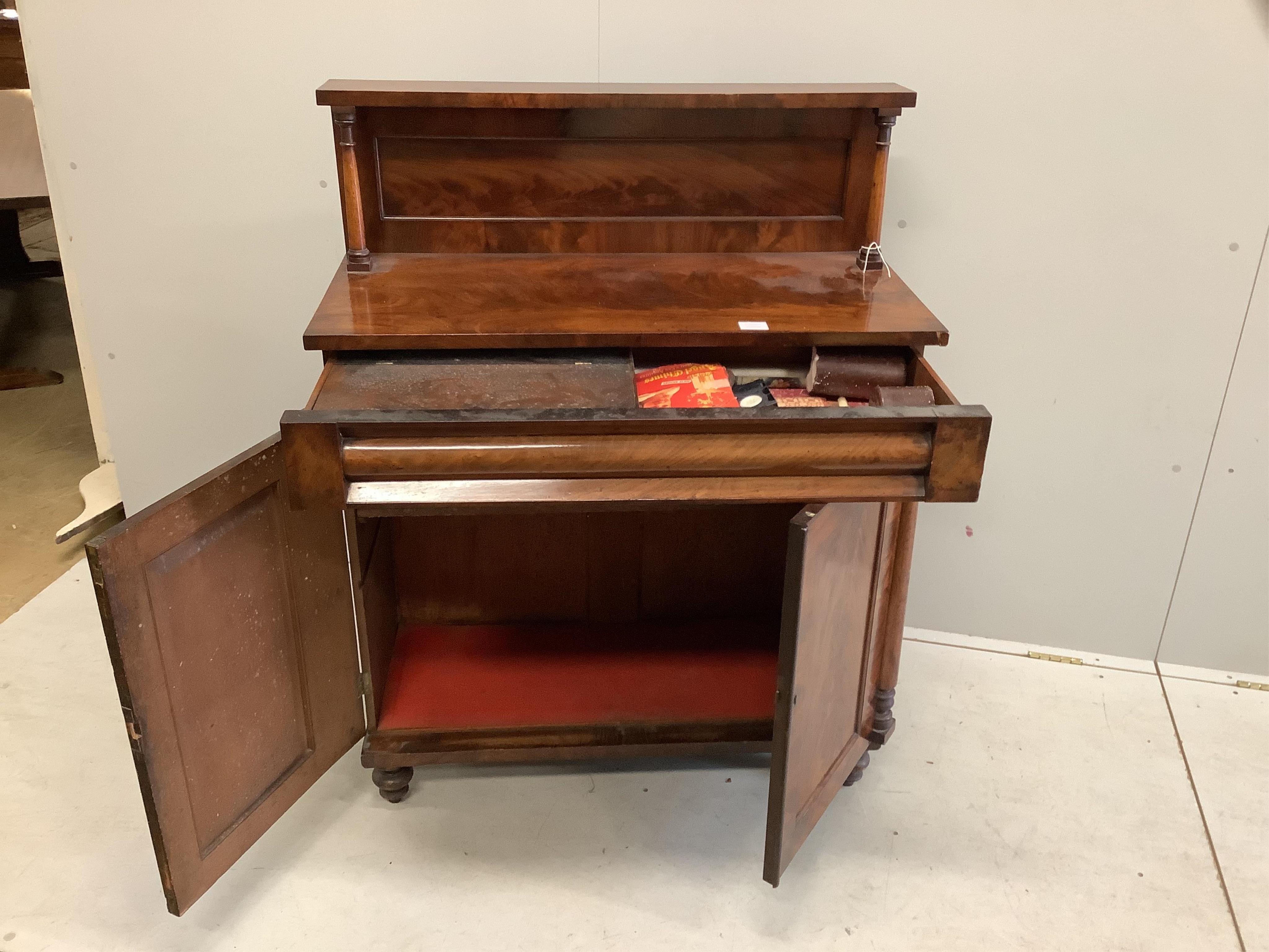 A William IV mahogany chiffonier, width 19cm, depth 43cm, height 116cm. Condition - fair